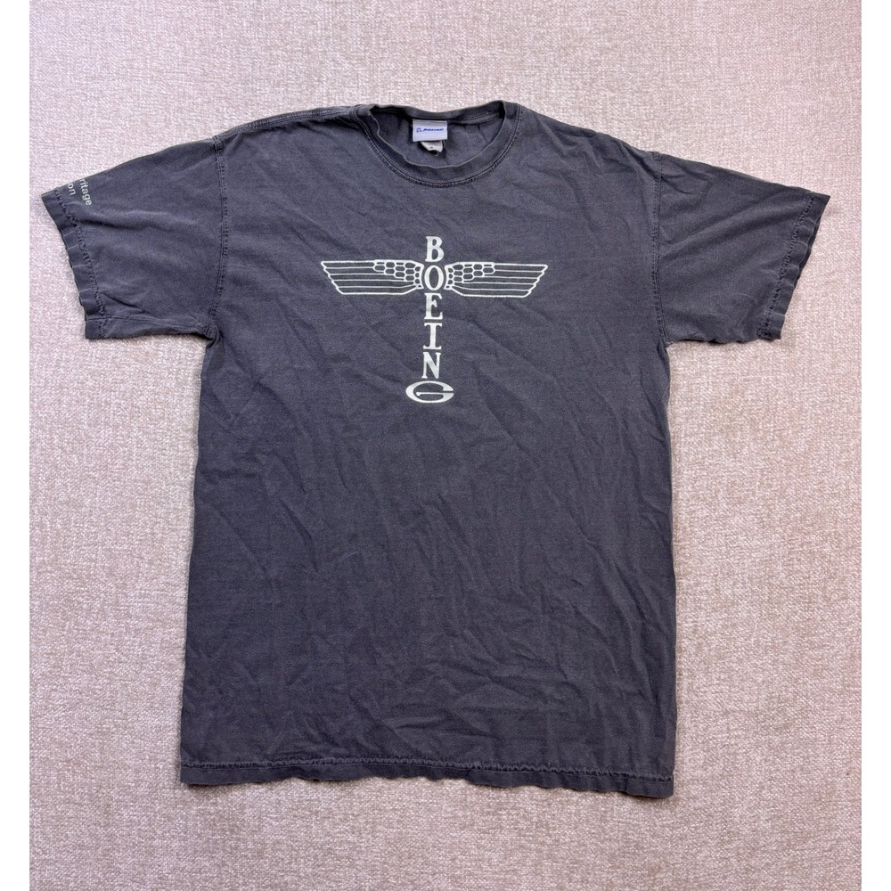 Boeing Heritage Collection Mens Graphic T-Shirt Faded Black Aviation Wings MD